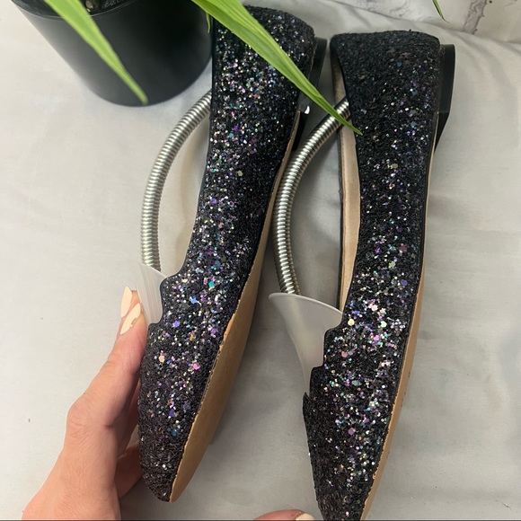 Sam Edelman Scalloped Sparkly Flats Black Size 7 - Picture 5 of 8